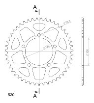 Supersprox alluminio rocchetto per catena 520 - 47Z (nero)