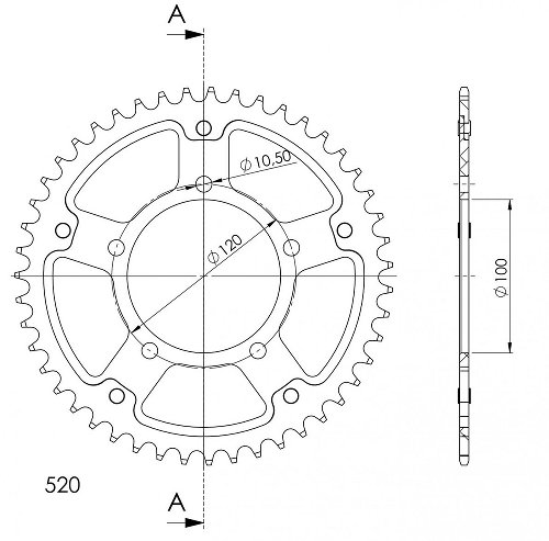 Supersprox Stealth rocchetto per catena 520 - 49Z (oro)