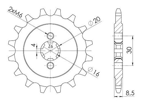 Supersprox acier roue d`entrainement 530 - 46Z (noir)