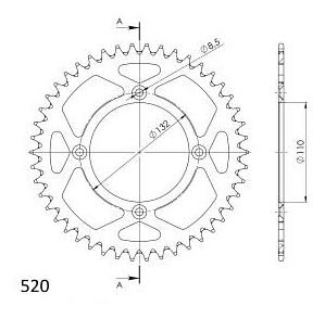 Supersprox alluminio rocchetto per catena 520 - 46Z (nero)