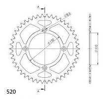 Supersprox aluminio rueda de cadena 520 - 46Z (negro)