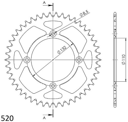 Supersprox aluminio rueda de cadena 520 - 46Z (anaranjado)