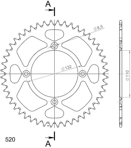 Supersprox alluminio rocchetto per catena 520 - 48Z