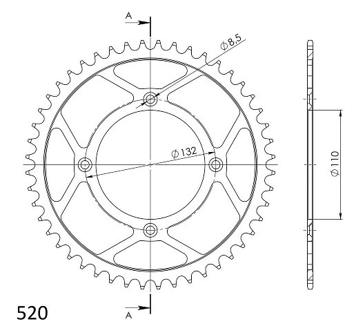 Supersprox acier roue d`entrainement 520 - 49Z (noir)