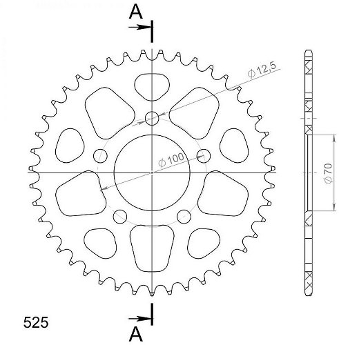 Supersprox aluminium roue d`entrainement 525 - 39Z (noir)