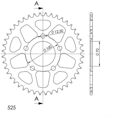 Supersprox aluminio rueda de cadena 525 - 44Z (azul)