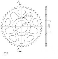 Supersprox alluminio rocchetto per catena 525 - 44Z (azurro)