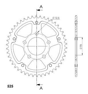 Supersprox Stealth rueda de cadena 525 - 45Z (rojo)