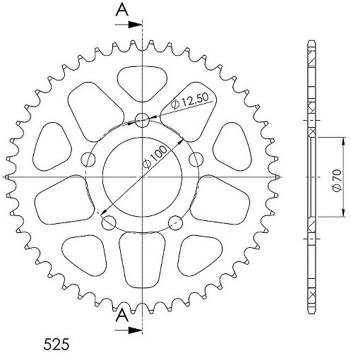 Supersprox Aluminium Chain wheel 525 - 46Z (black)