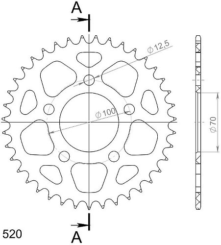 Supersprox aluminium roue d`entrainement 520 - 39Z (noir)