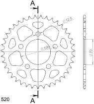 Supersprox alluminio rocchetto per catena 520 - 39Z (nero)