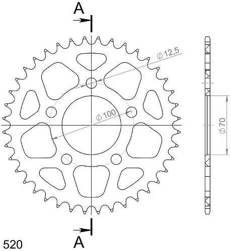 Supersprox alluminio rocchetto per catena 520 - 40Z (nero)