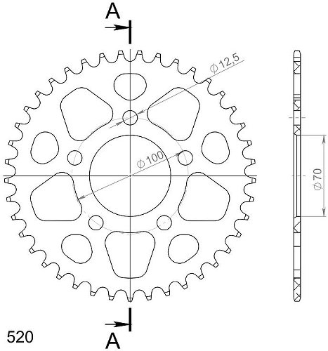 Supersprox Aluminium Chain wheel 520 - 41Z (black)