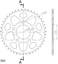 Supersprox aluminio rueda de cadena 520 - 43Z (negro)