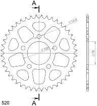 Supersprox alluminio rocchetto per catena 520 - 44Z (nero)