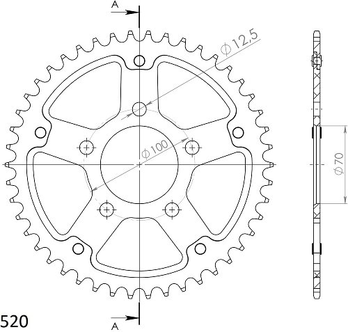 Supersprox Stealth Chain wheel 520 - 44Z (blue)