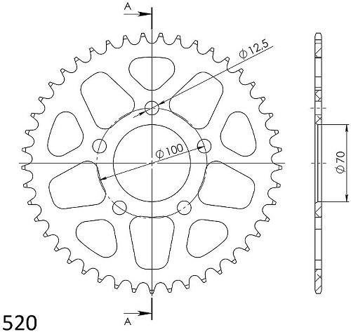 Supersprox aluminio rueda de cadena 520 - 45Z (negro)