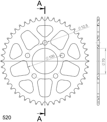 Supersprox alluminio rocchetto per catena 520 - 46Z (azurro)