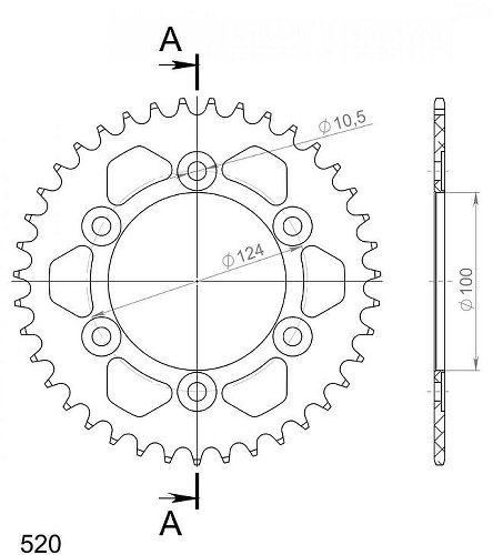 Supersprox aluminium roue d`entrainement 520 - 38Z (noir)