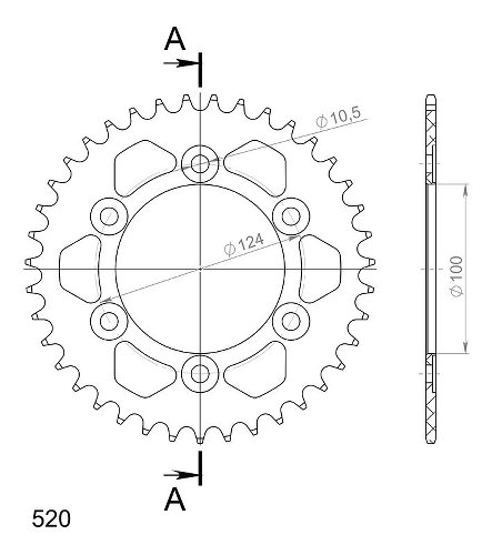 Supersprox aluminio rueda de cadena 520 - 39Z (negro)