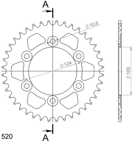 Supersprox Aluminium Chain wheel 520 - 41Z (black)