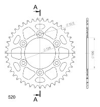 Supersprox alluminio rocchetto per catena 520 - 43Z (nero)