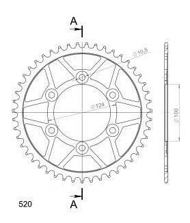 Supersprox acciaio rocchetto per catena 520 - 47Z (nero)