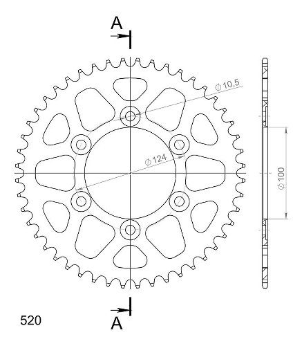 Supersprox alluminio rocchetto per catena 520 - 48Z (nero)