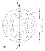 Supersprox alluminio rocchetto per catena 520 - 48Z (nero)