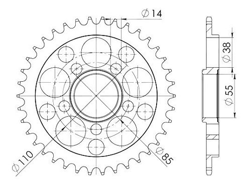 Supersprox Stealth roue d`entrainement 525 - 43Z (argent)