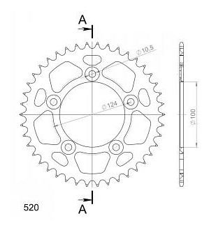 Supersprox aluminium roue d`entrainement 520 - 42Z (noir)