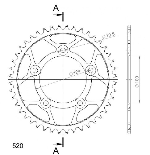 Supersprox acciaio rocchetto per catena 520 - 43Z (nero)