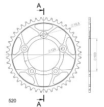 Supersprox acciaio rocchetto per catena 520 - 43Z (nero)