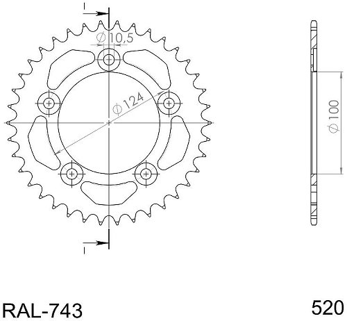 Supersprox aluminium roue d`entrainement 520 - 43Z (or)