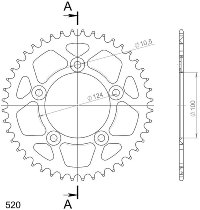 Supersprox aluminio rueda de cadena 520 - 44Z (negro)