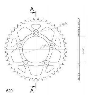 Supersprox alluminio rocchetto per catena 520 - 44Z (oro)