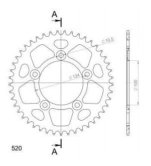 Supersprox alluminio rocchetto per catena 520 - 45Z (rosso)