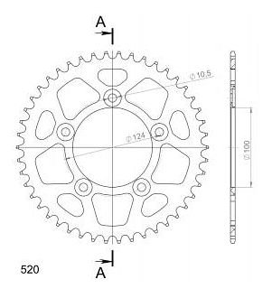 Supersprox aluminium roue d`entrainement 520 - 46Z (or)