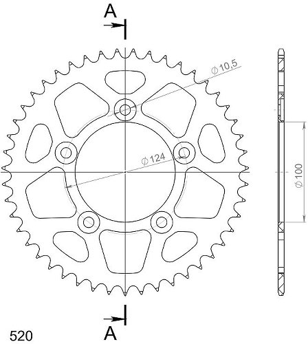 Supersprox aluminium roue d`entrainement 520 - 47Z (noir)