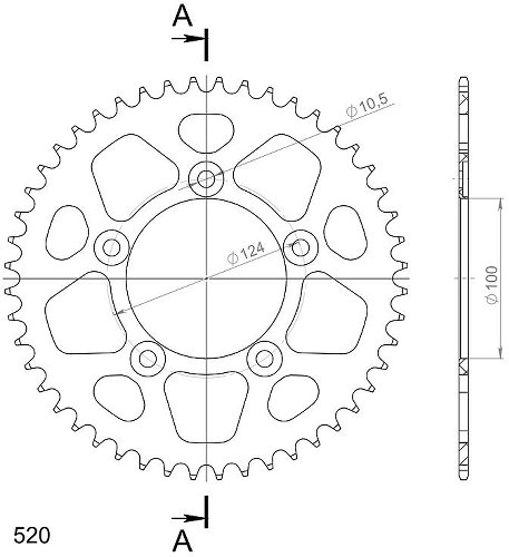 Supersprox alluminio rocchetto per catena 520 - 48Z (nero)