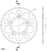 Supersprox alluminio rocchetto per catena 520 - 48Z (nero)