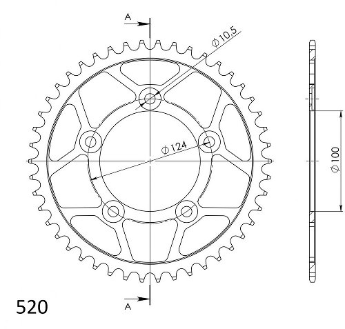 Supersprox acier roue d`entrainement 520 - 49Z (noir)