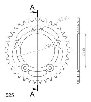 Supersprox alluminio rocchetto per catena 525 - 36Z (nero)