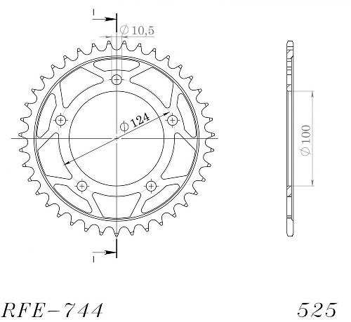 Supersprox acero rueda de cadena 525 - 37Z (negro)