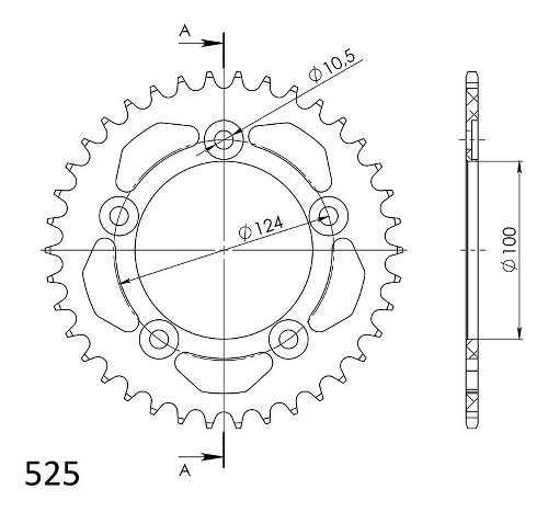 Supersprox Aluminium Chain wheel 525 - 37Z (black)