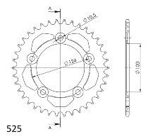 Supersprox aluminium roue d`entrainement 525 - 37Z (noir)