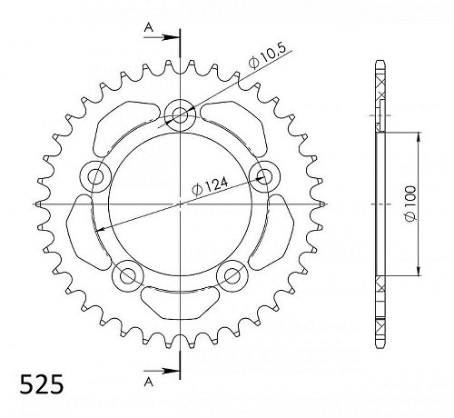 Supersprox Alu-Kettenrad 525 - 38Z (schwarz)