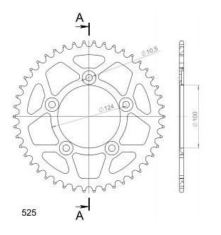 Supersprox aluminio rueda de cadena 525 - 46Z (negro)