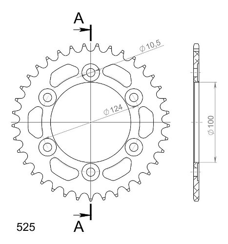 Supersprox Aluminium Chain wheel 525 - 37Z (black)