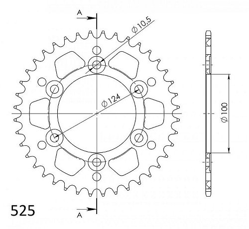 Supersprox aluminium roue d`entrainement 525 - 39Z (noir)